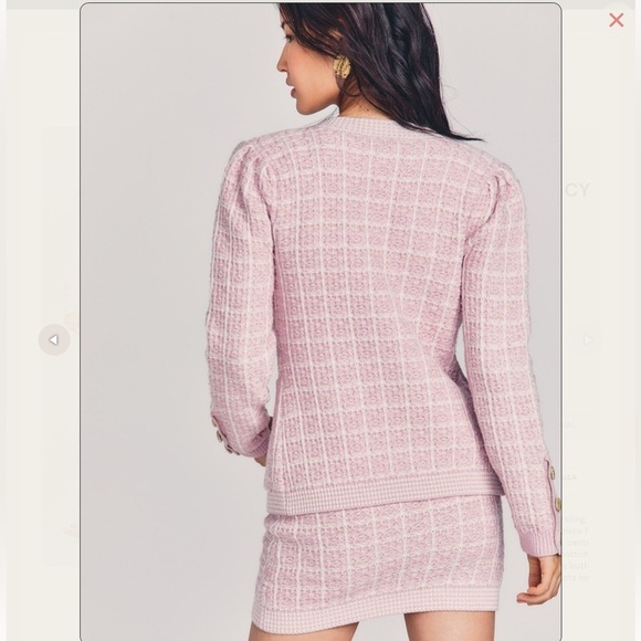 Loveshackfancy Rollins Tweed Blazer Pink Size Large - Picture 10 of 10